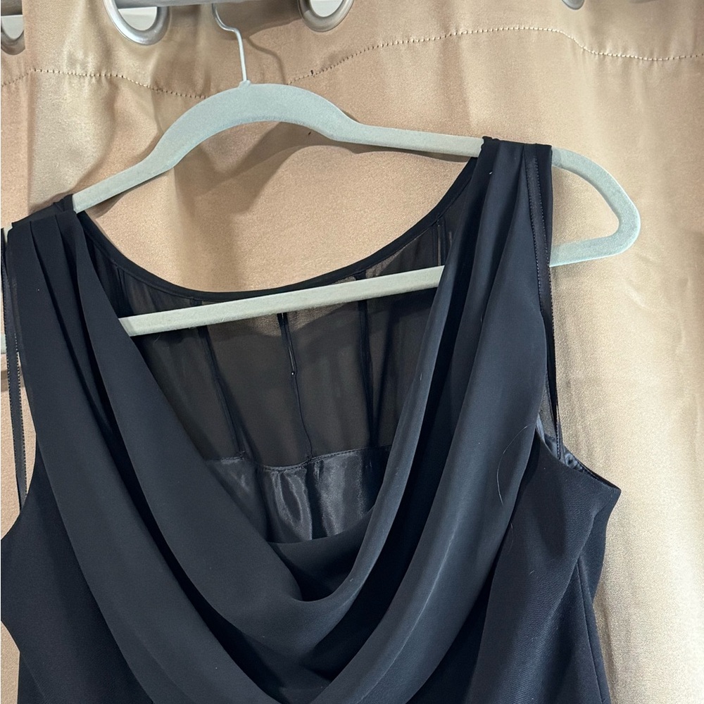 Jones Studio Black Cocktail Dress Size 12 Rhinestone Mesh Fit & Flare Formal - Picture 5 of 7